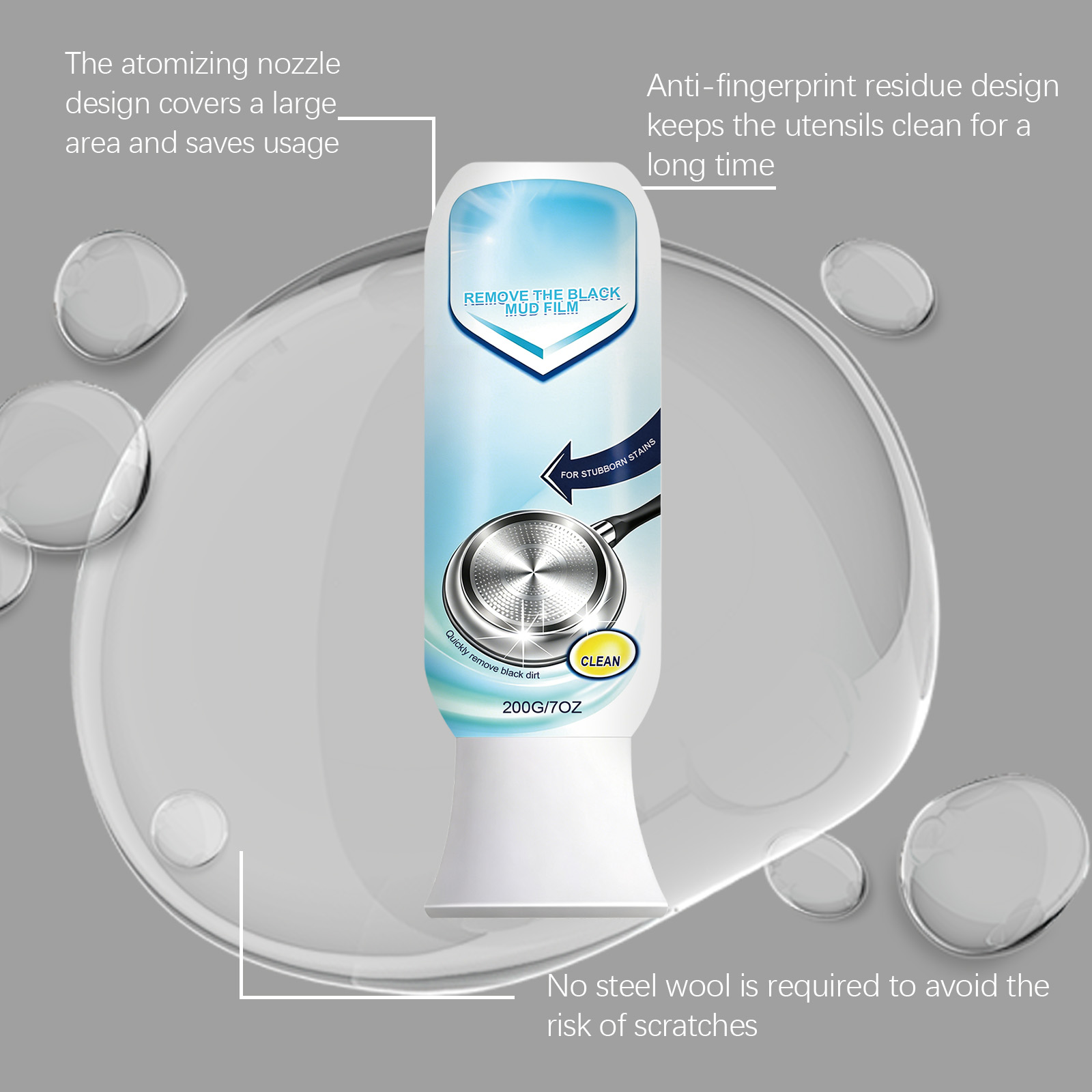 Cookware Cleaner Powerful Stain Remover Brightening Tool For All Pots Tough Burnt Grime Dirt