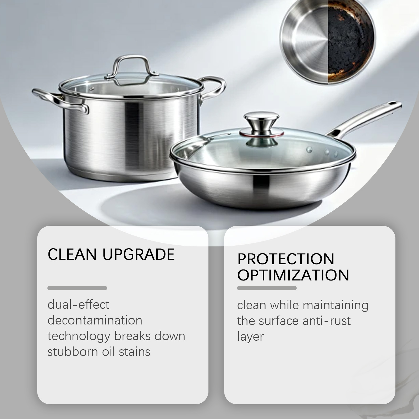 Cookware Cleaner Powerful Stain Remover Brightening Tool For All Pots Tough Burnt Grime Dirt