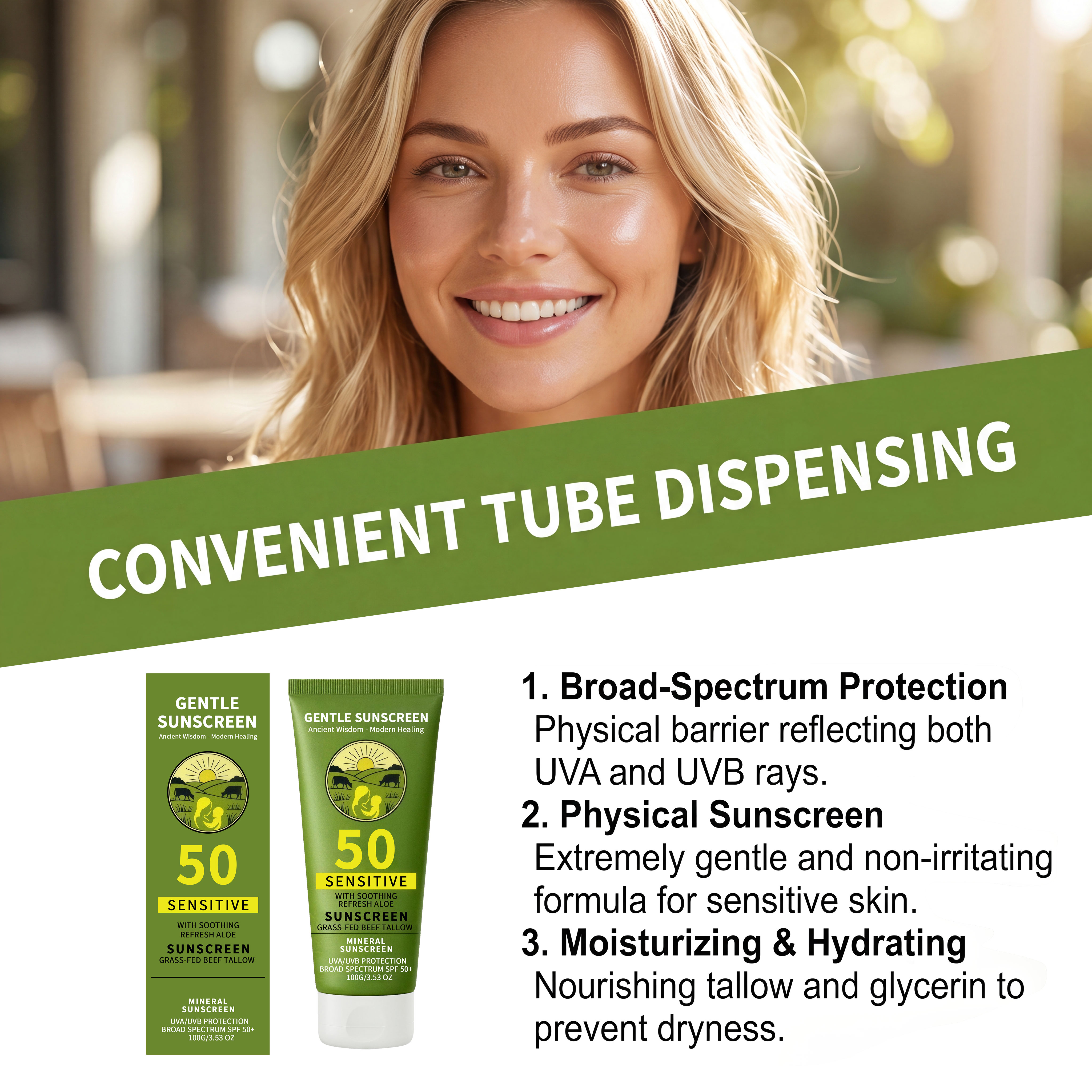 Tallow Mild Protection Cream Refreshing Skin Friendly Portable Summer Outdoor Skin Care Makeup Touch Up