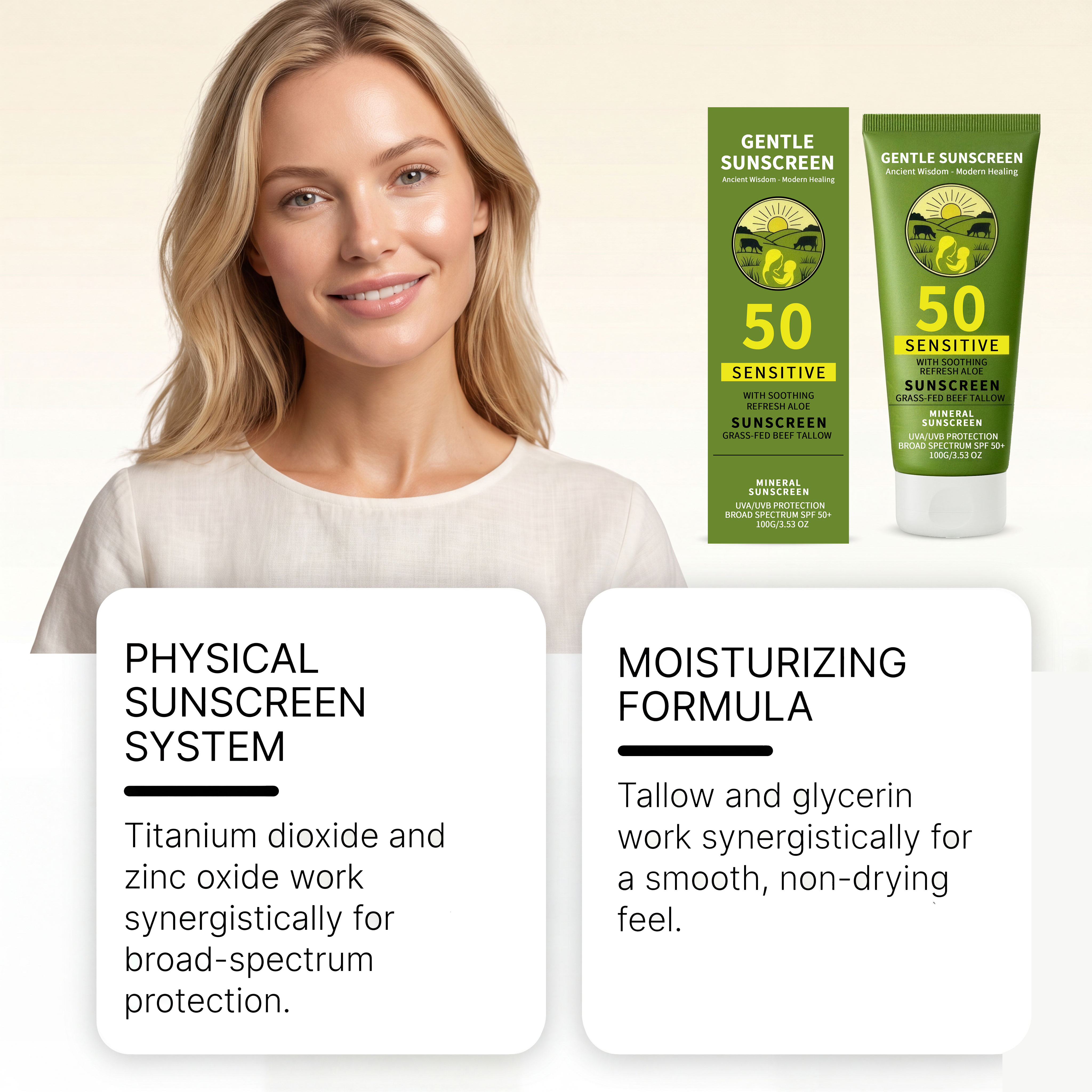 Tallow Mild Protection Cream Refreshing Skin Friendly Portable Summer Outdoor Skin Care Makeup Touch Up
