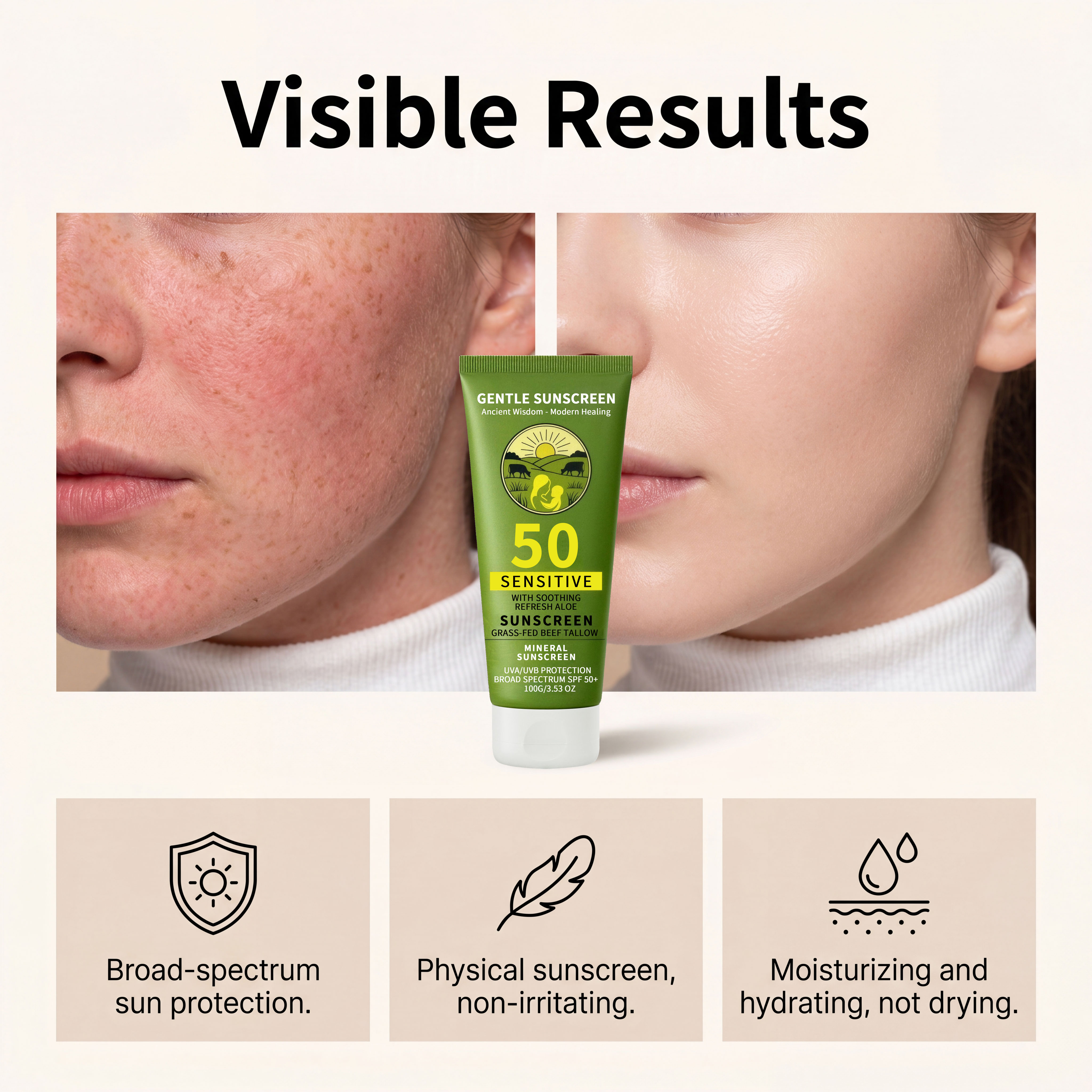 Tallow Mild Protection Cream Refreshing Skin Friendly Portable Summer Outdoor Skin Care Makeup Touch Up