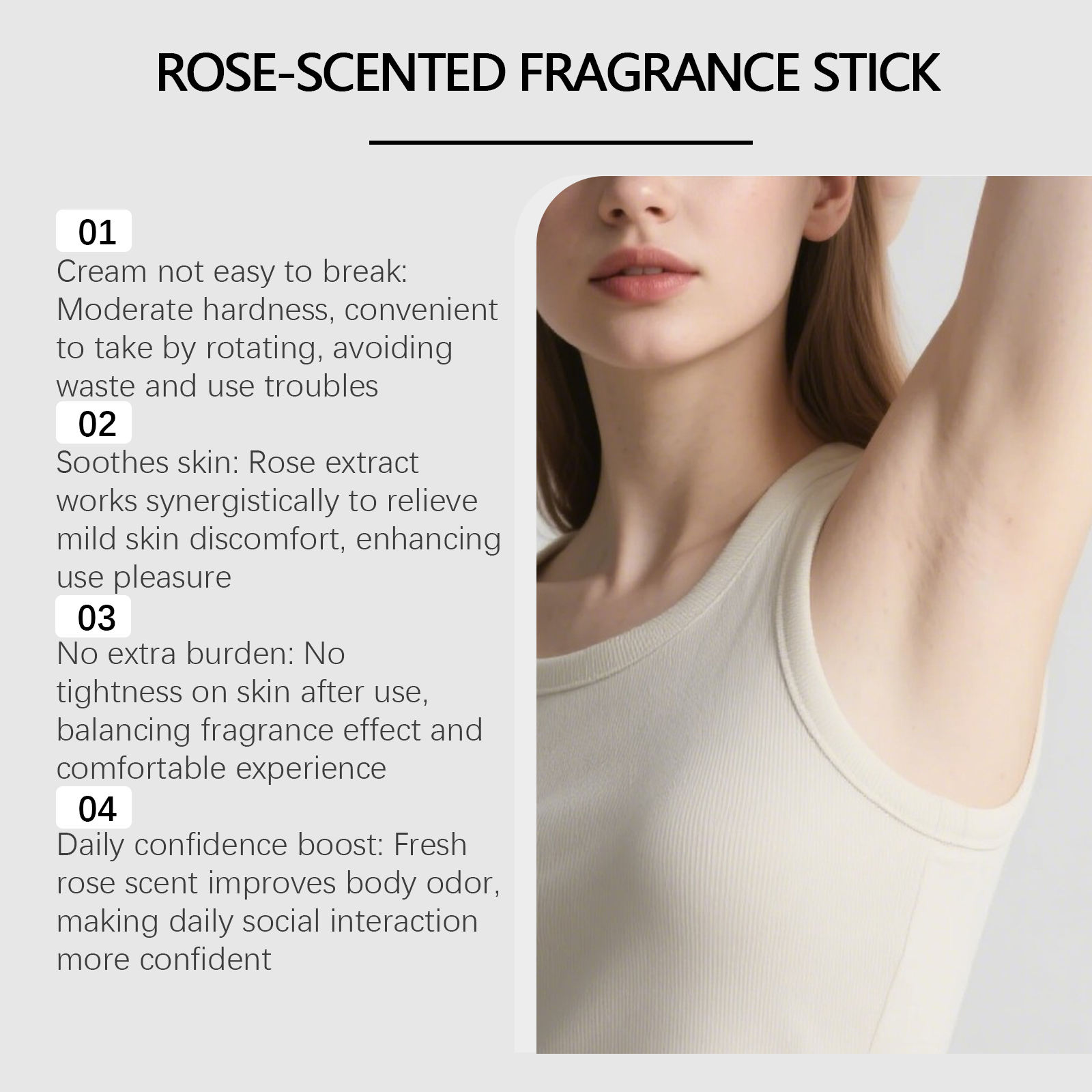Rose Scent Stick Mild Care Underarm Soft Fresh Non Sticky Easy Spread Natural Fragrance