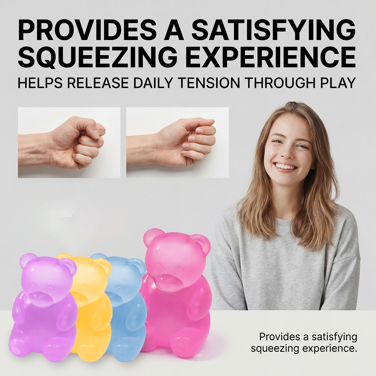 (Blue) Bear Squishy Toy Blue Soft Stress Relief Hand Play Daily Leisure Desktop Decor Kid Adult Relax Entertainment Ornament Accessory