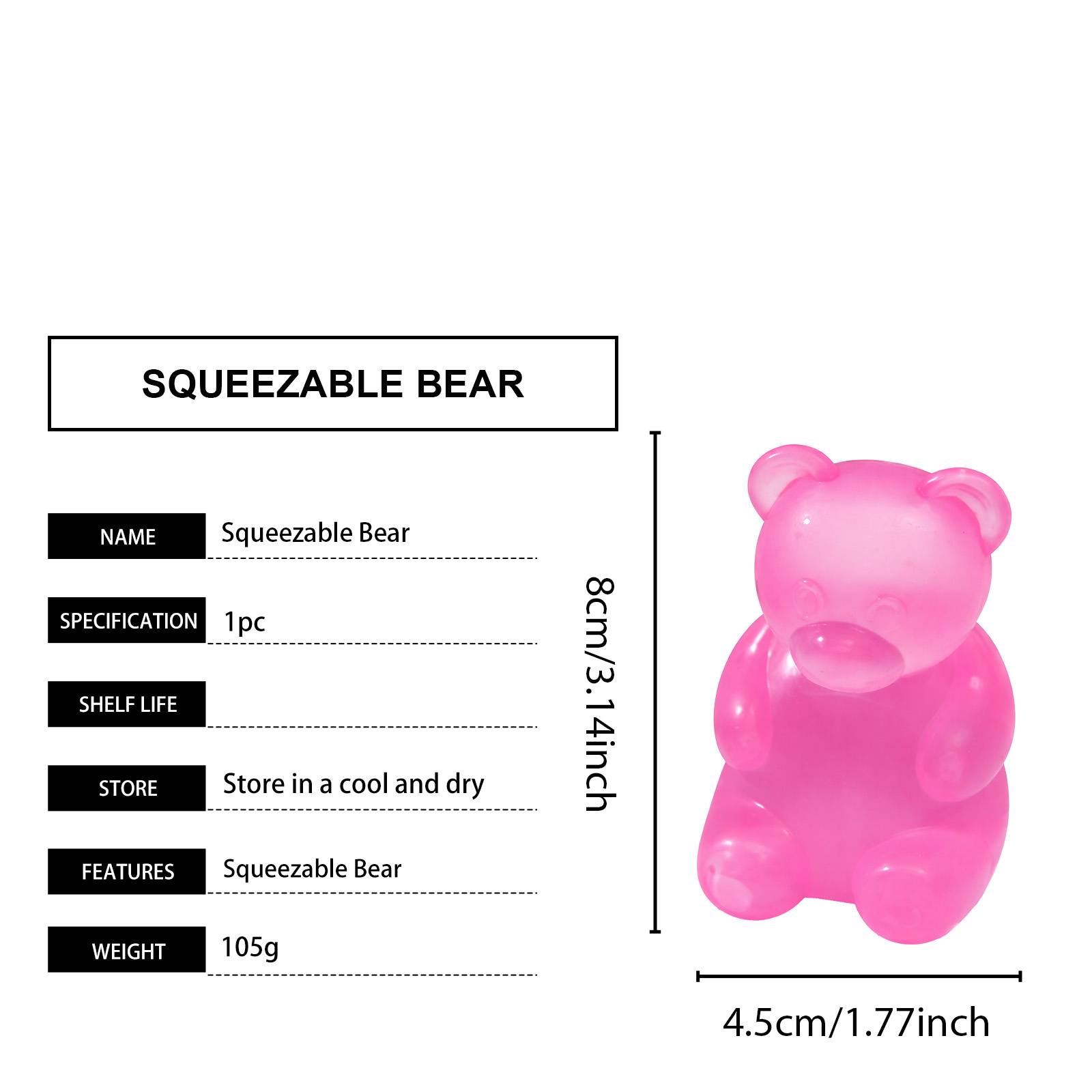 (Blue) Bear Squishy Toy Blue Soft Stress Relief Hand Play Daily Leisure Desktop Decor Kid Adult Relax Entertainment Ornament Accessory