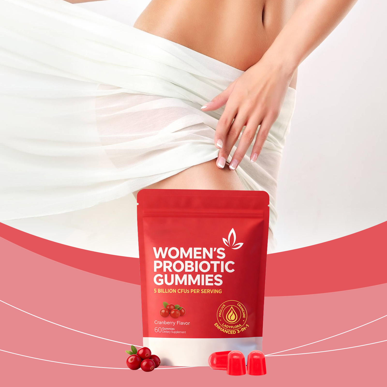 Womens Probiotic Gummy Mild Ingredients Care Body Gentle Maintenance Boost Vitality Improve Physical Condition For Daily Female Care