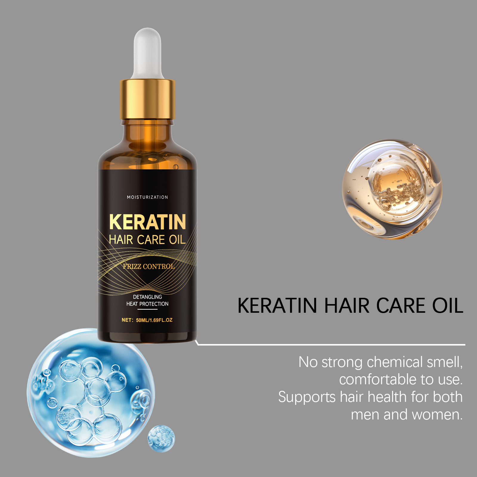 Keratin Hair Care Oil Moisturizing Light Refreshing Silky Soft Protect Dry Hair Single Strand Treatment