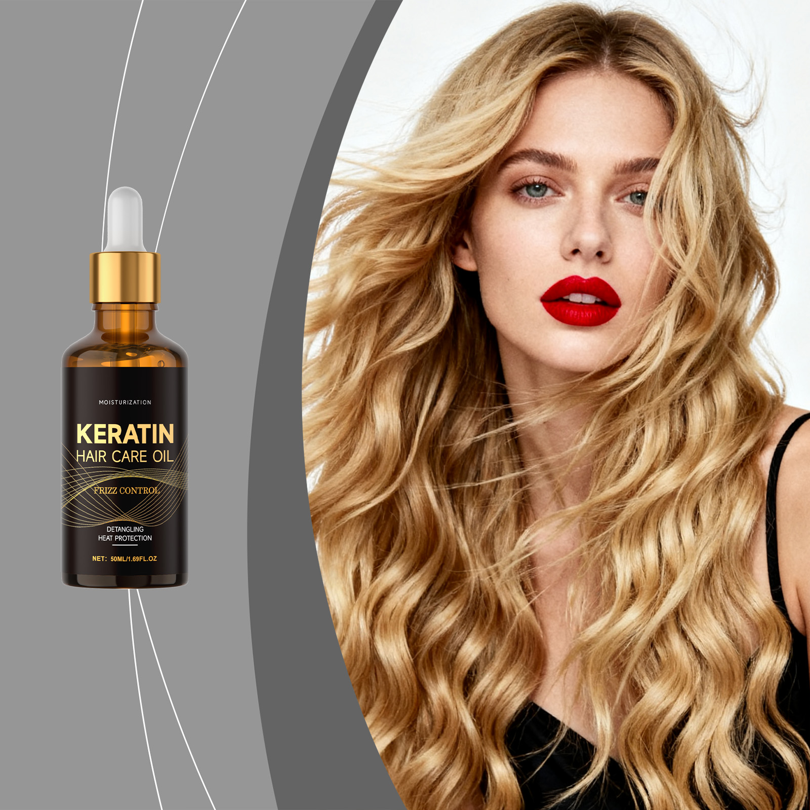 Keratin Hair Care Oil Moisturizing Light Refreshing Silky Soft Protect Dry Hair Single Strand Treatment