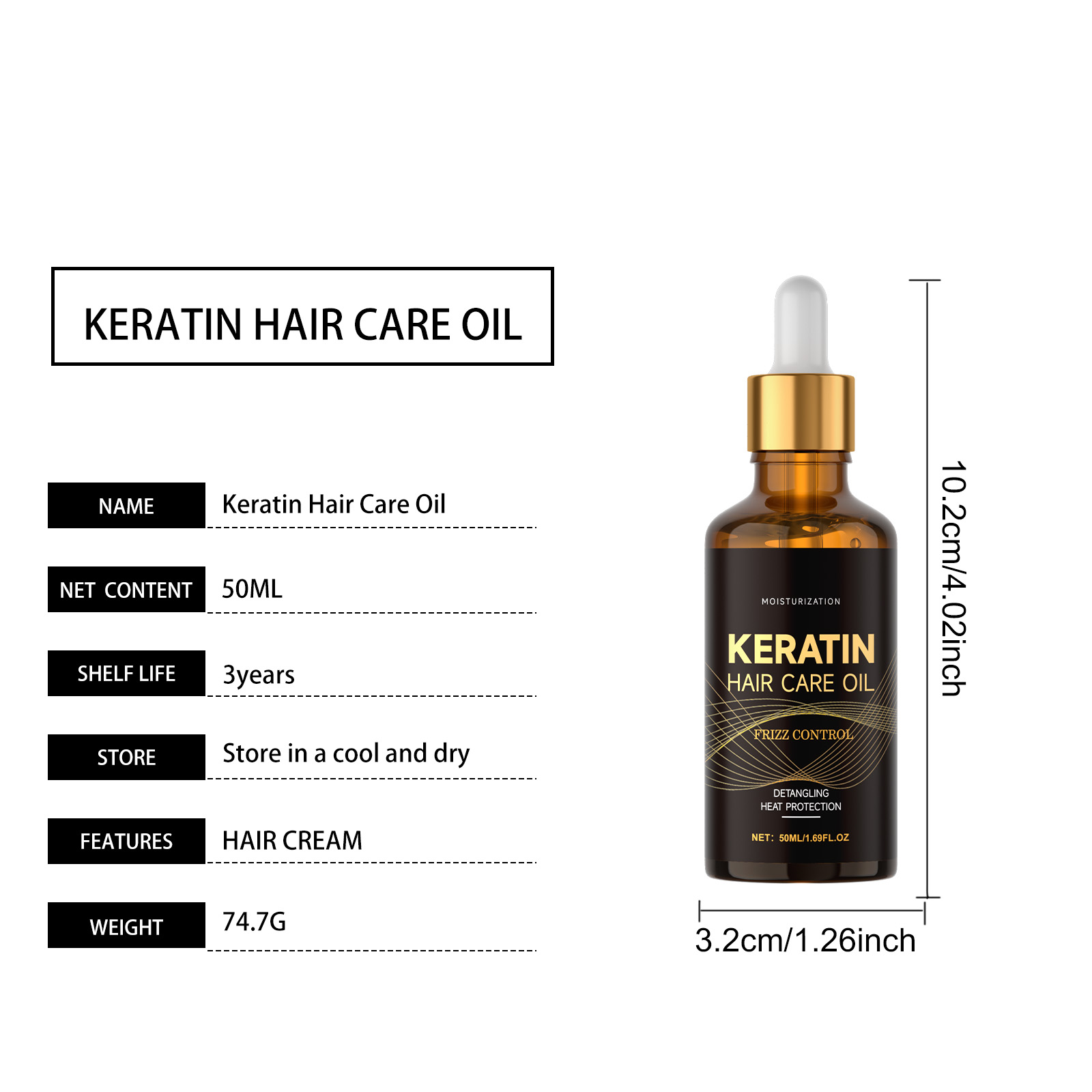Keratin Hair Care Oil Moisturizing Light Refreshing Silky Soft Protect Dry Hair Single Strand Treatment