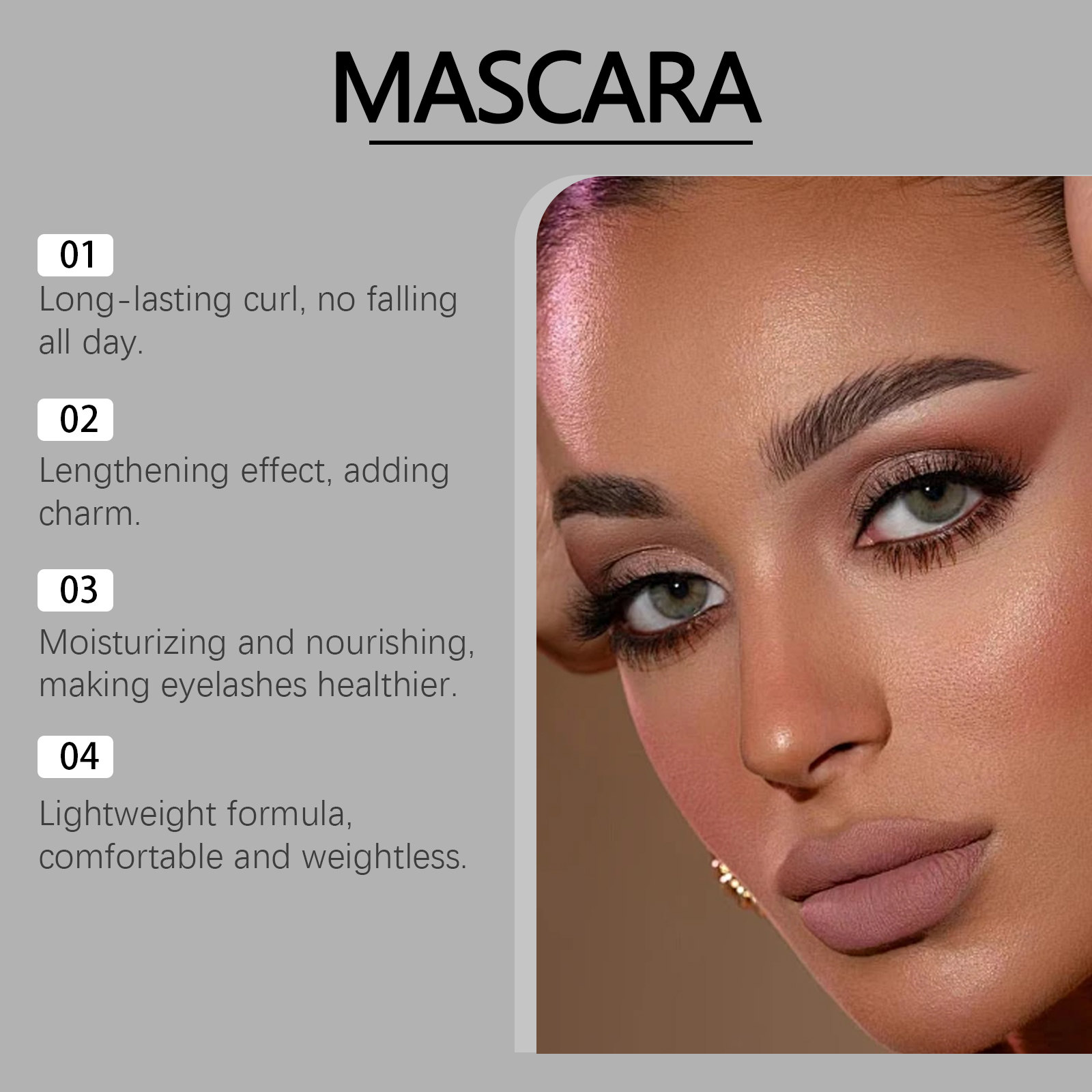 Mascara Lightweight Natural Longlasting Nonfading Nonblooming Nonclumping Compact Tidy Lash Roots Daily Gentle Smooth Fit Soft Delicate