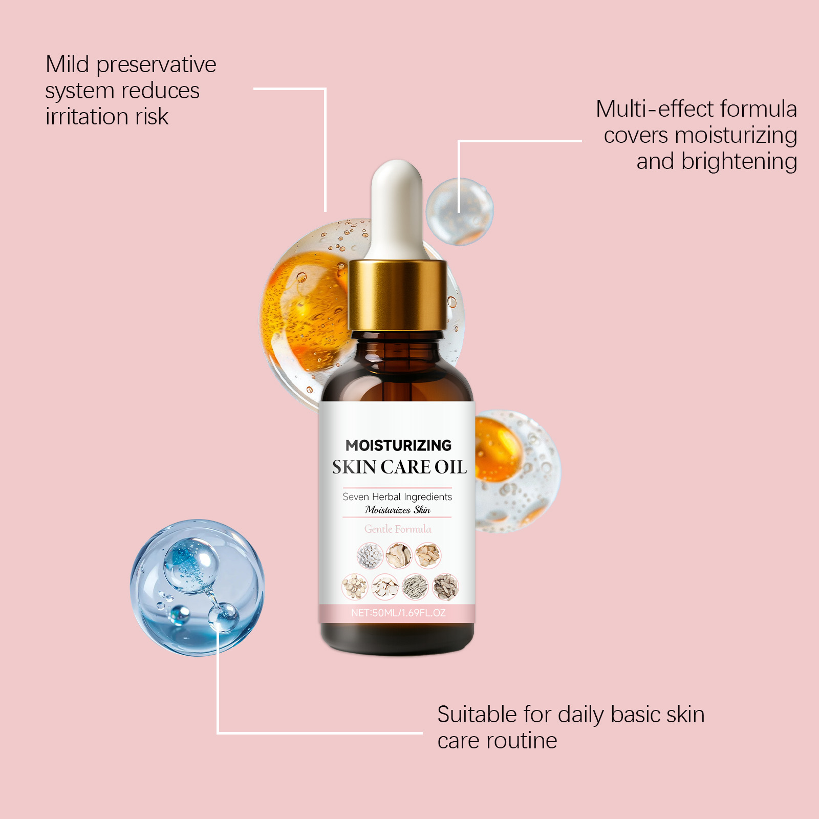 Facial Moisturizing Essential Oil Mild Care Hydrating Smooth Comfortable Delicate Nourishing Skin Complexion