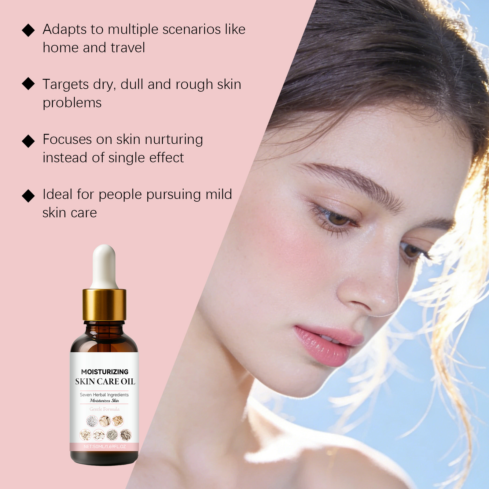 Facial Moisturizing Essential Oil Mild Care Hydrating Smooth Comfortable Delicate Nourishing Skin Complexion