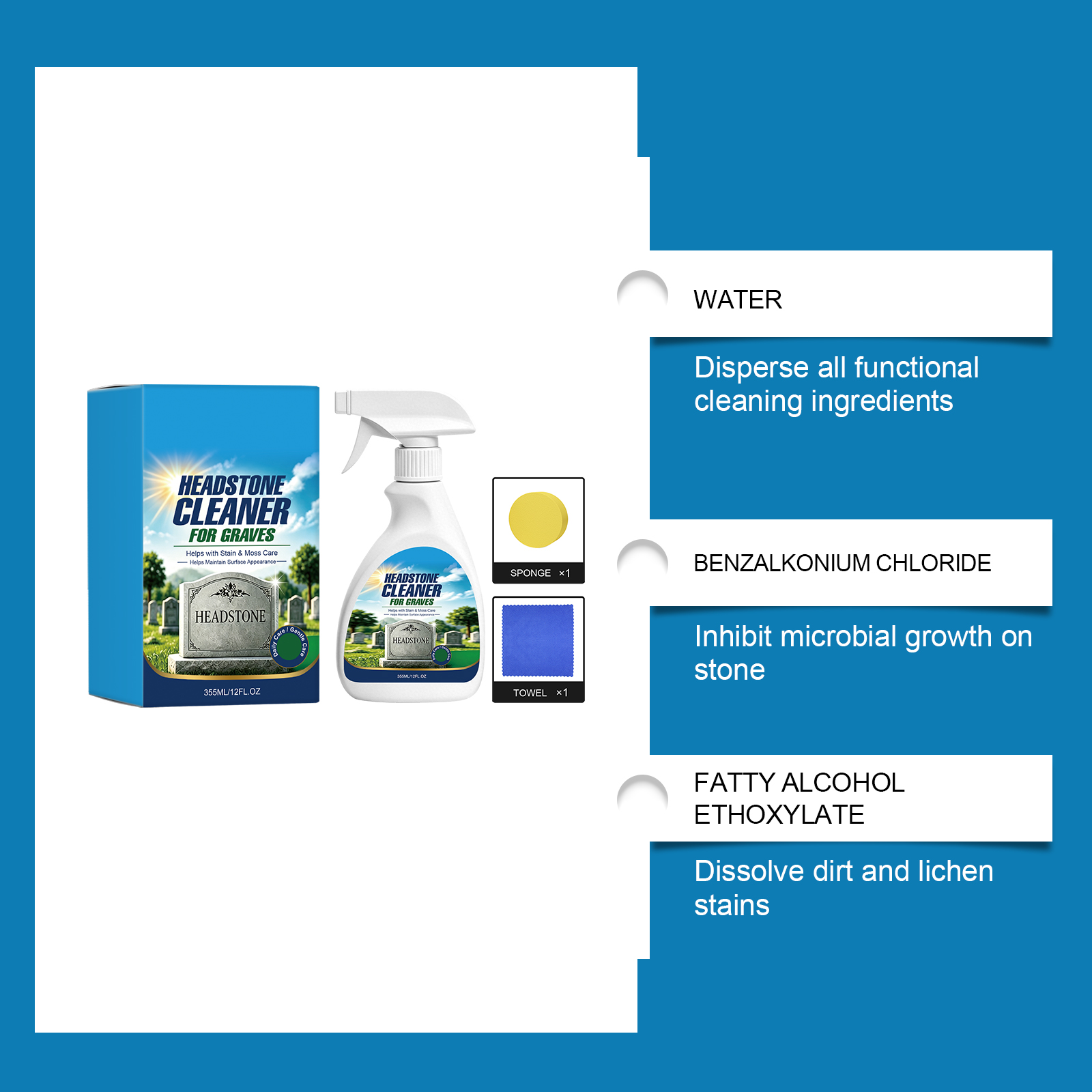 Tombstone Cleaner Mild Formula Removes Dust Stains Maintains Stone Surfaces Fits Diverse Stone Materials