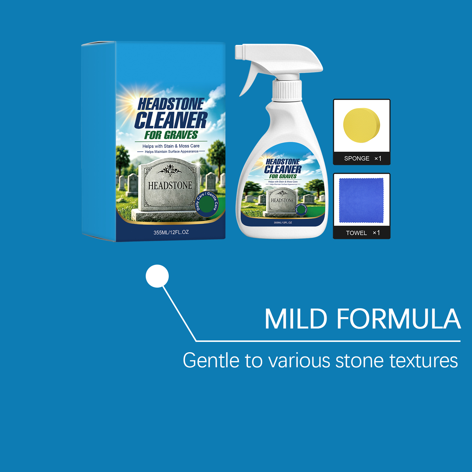 Tombstone Cleaner Mild Formula Removes Dust Stains Maintains Stone Surfaces Fits Diverse Stone Materials