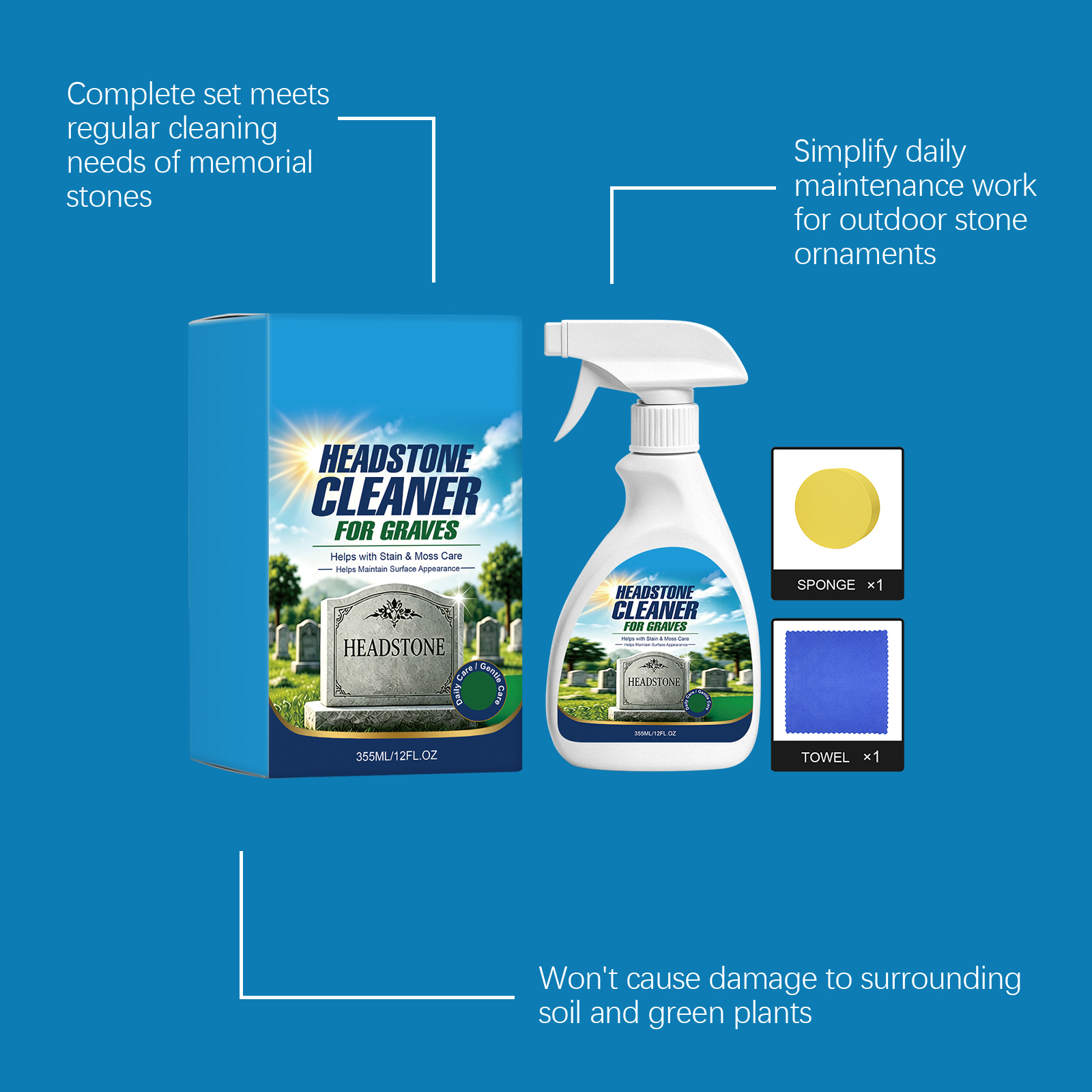 Tombstone Cleaner Mild Formula Removes Dust Stains Maintains Stone Surfaces Fits Diverse Stone Materials