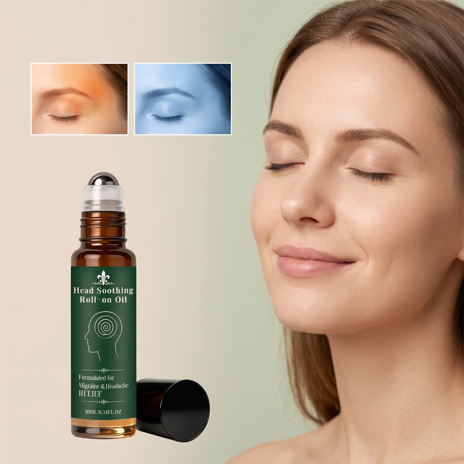 Head Cooling Roller Essential Oil Comfortable Head Roller Portable Carry Mild Skin Friendly Daily Use Essential Oil