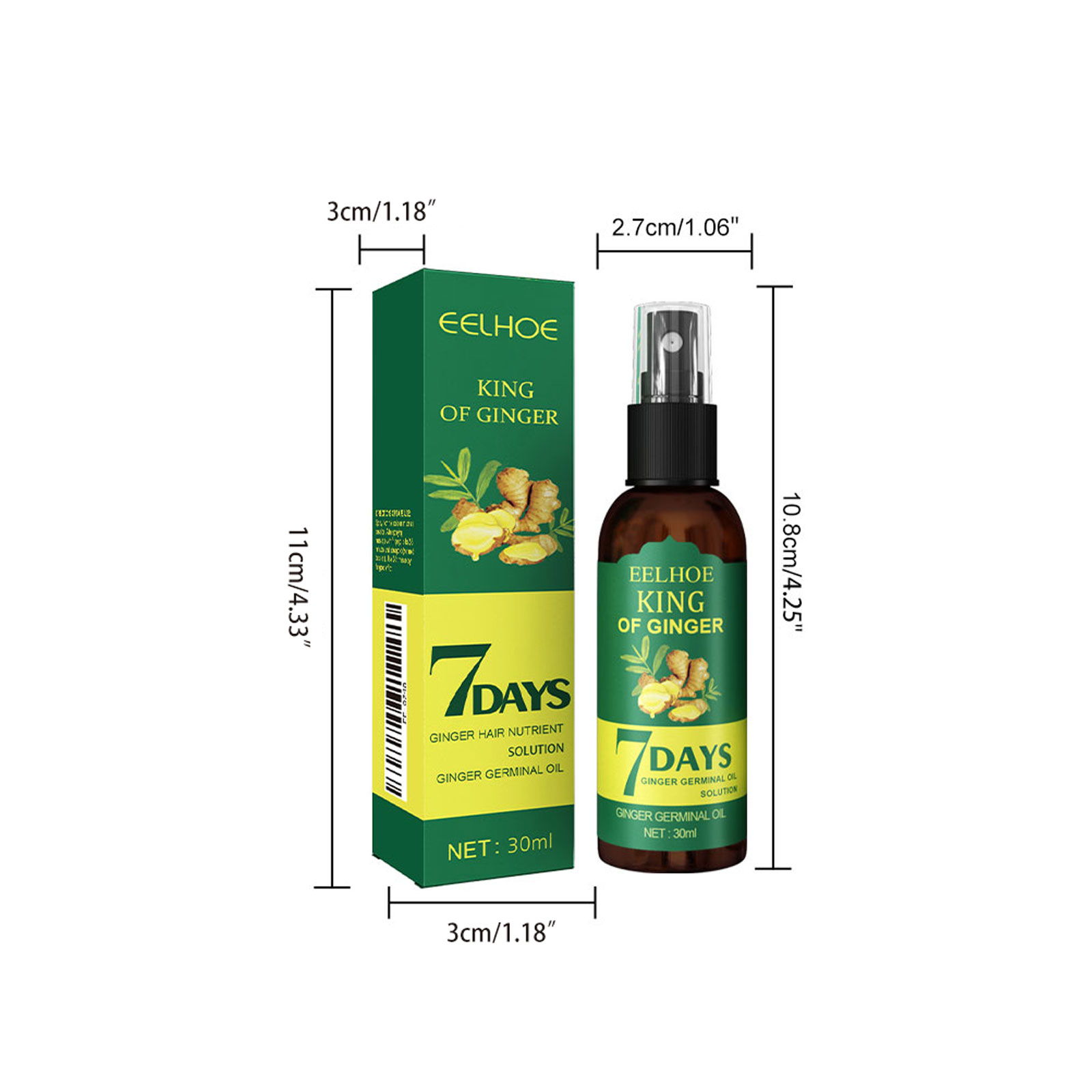Ginger Hair Spray Moisturizes Hair Scalp Massage Care Shiny Soft Silky For Hair