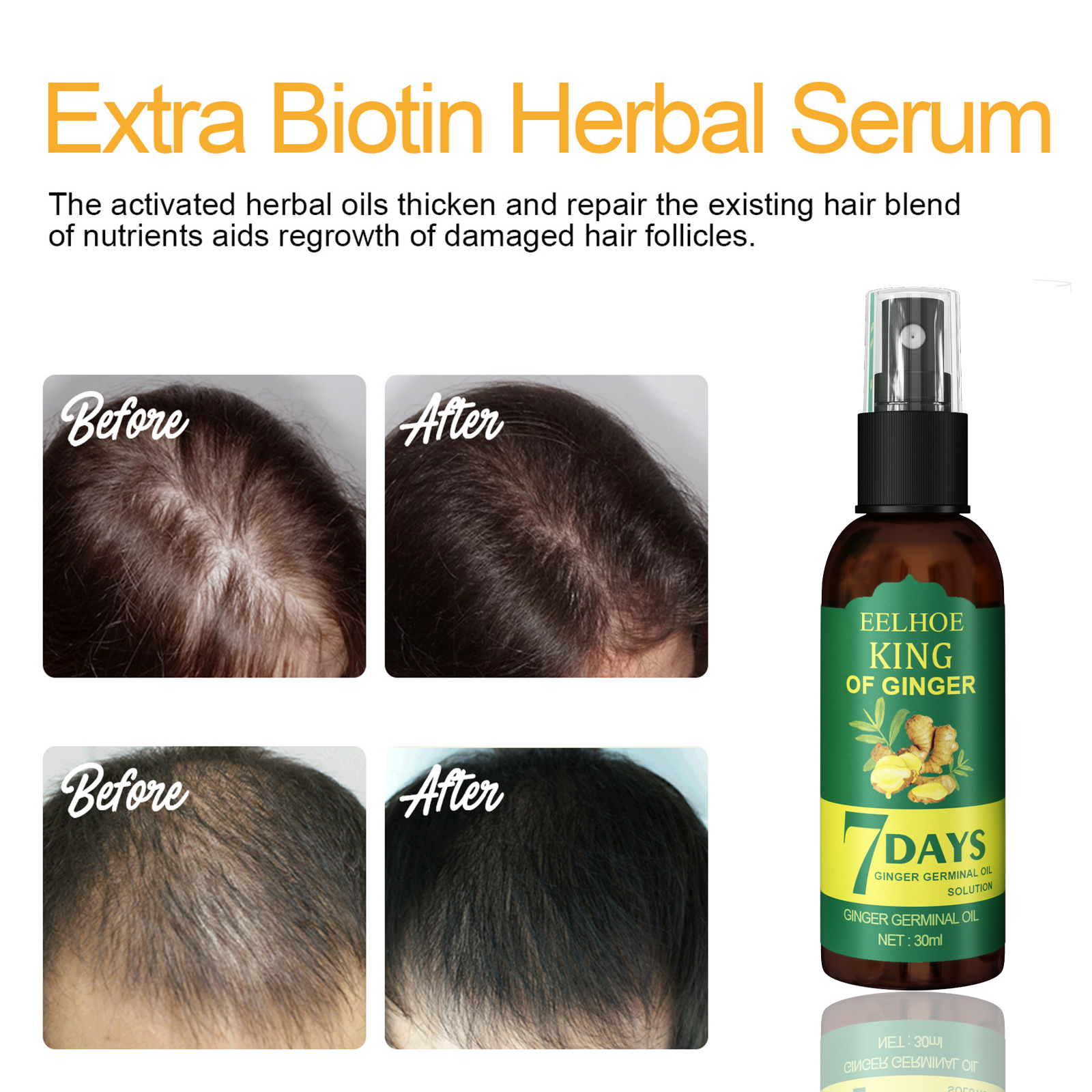 Ginger Hair Spray Moisturizes Hair Scalp Massage Care Shiny Soft Silky For Hair