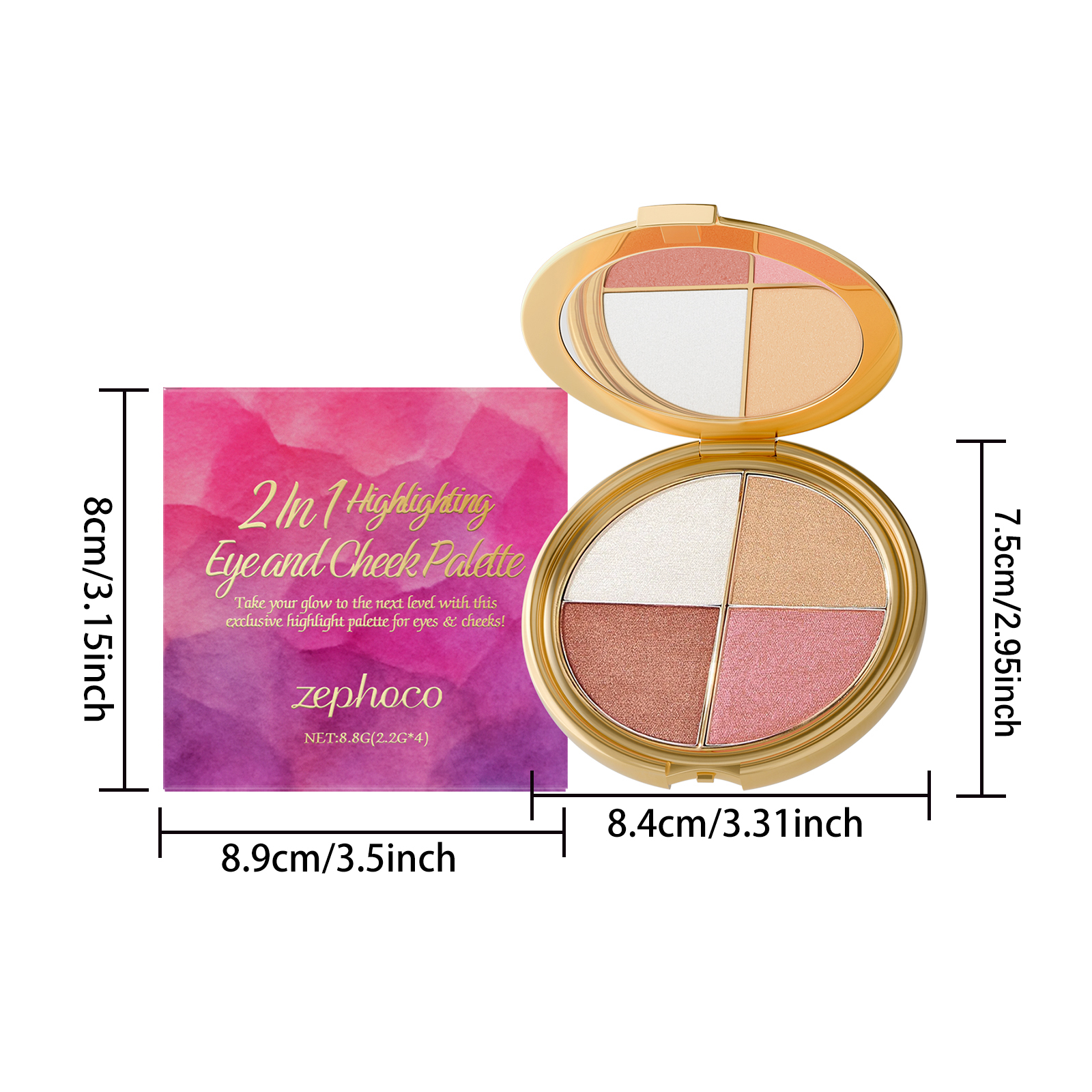 Highlighter Eyeshadow Blush Palette Daily Portable Natural Makeup Multiuse Eye And Cheek Cosmetics