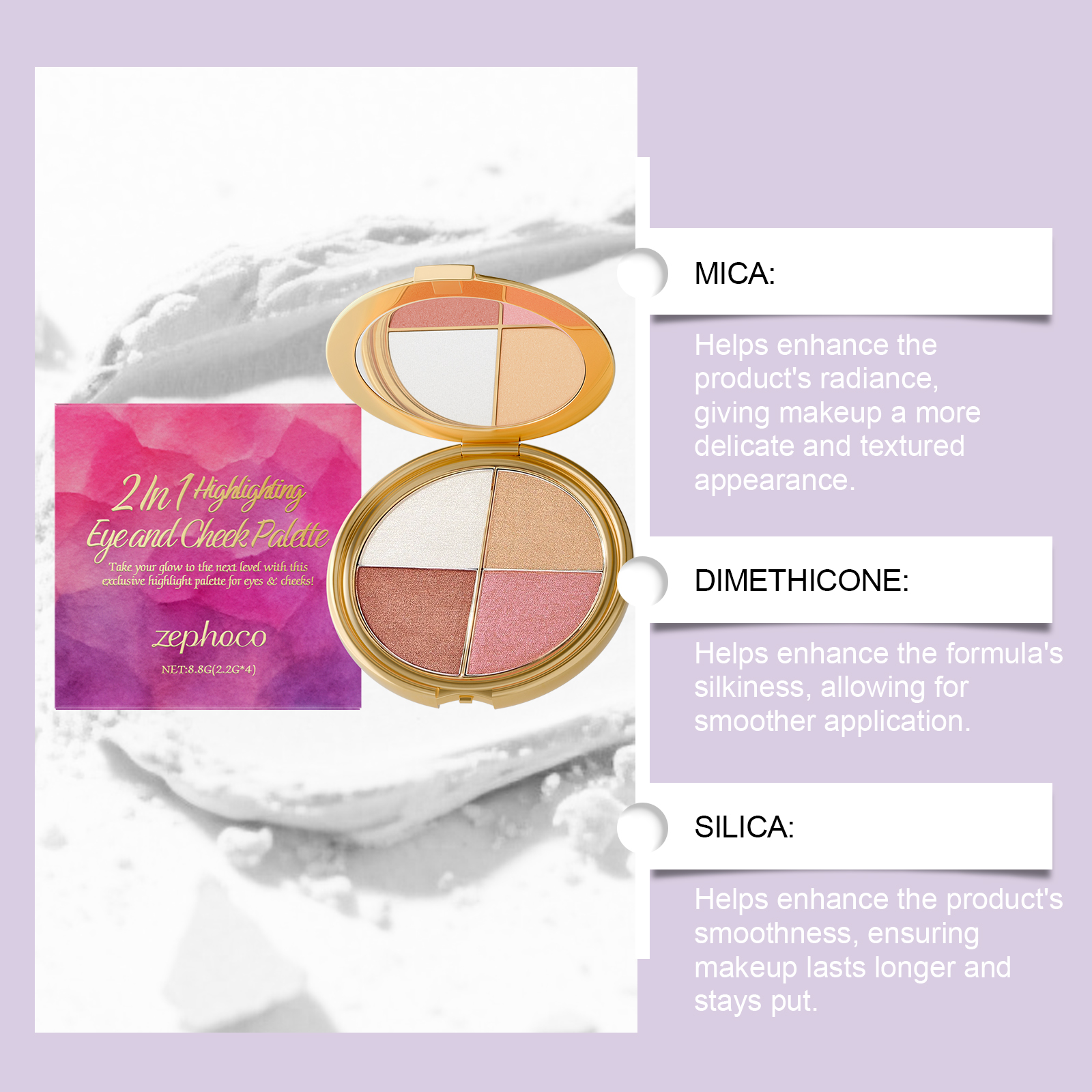 Highlighter Eyeshadow Blush Palette Daily Portable Natural Makeup Multiuse Eye And Cheek Cosmetics