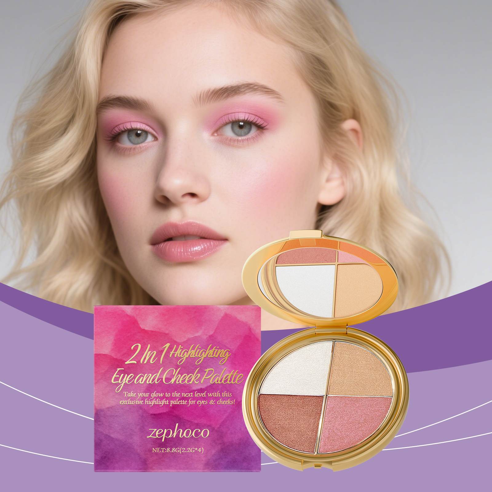 Highlighter Eyeshadow Blush Palette Daily Portable Natural Makeup Multiuse Eye And Cheek Cosmetics