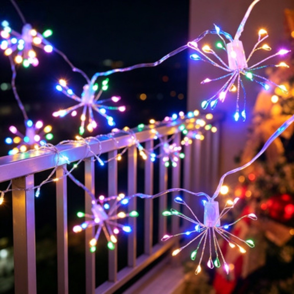 LED Firework String Lights Hanging String Fairy Lights for Christmas Tree Indoor Holiday Party Decor Warm White