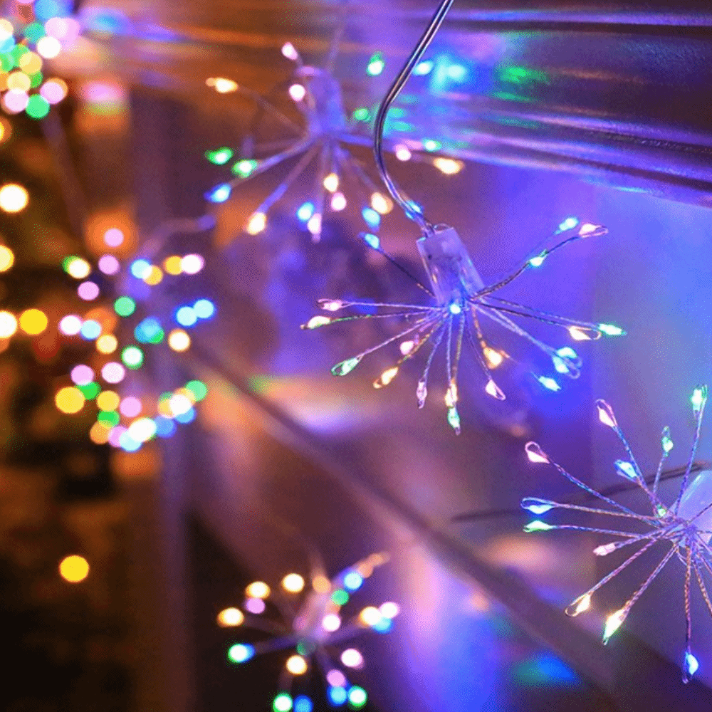 LED Firework String Lights Hanging String Fairy Lights for Christmas Tree Indoor Holiday Party Decor Warm White