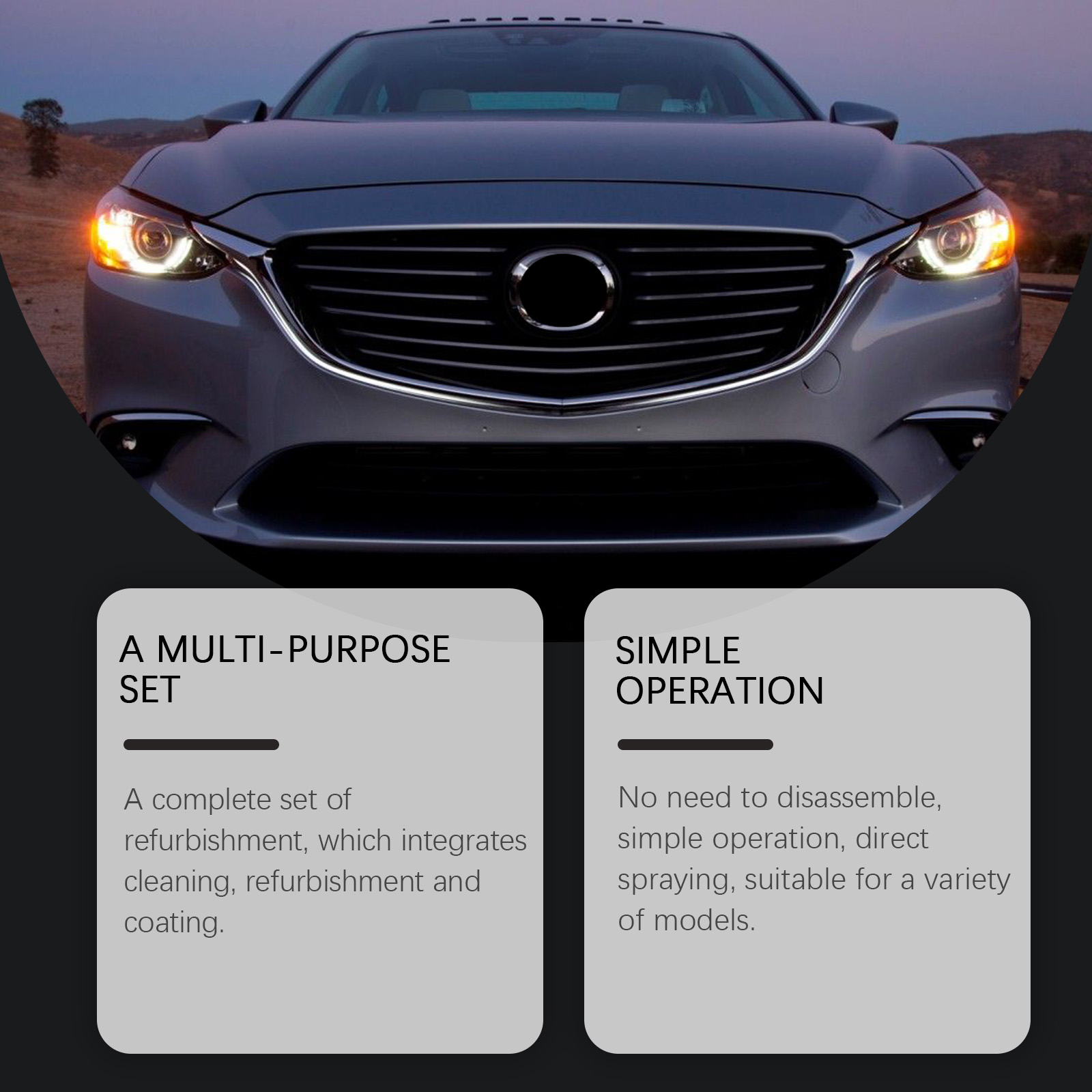 Headlight Restoration Kit Surface Yellowing Fogging Scratch Maintenance Clean Care Set