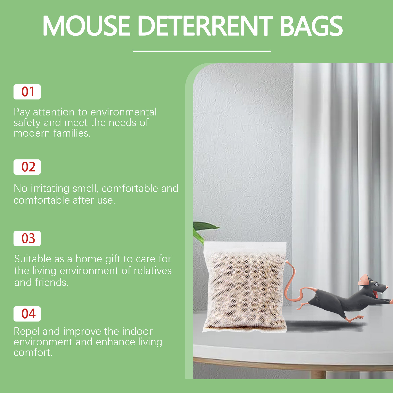 Mouse Repellent Pouch Peppermint Oil Household Rodent Repellent Plant Essential Oil Indoor Drive Rodent Animals