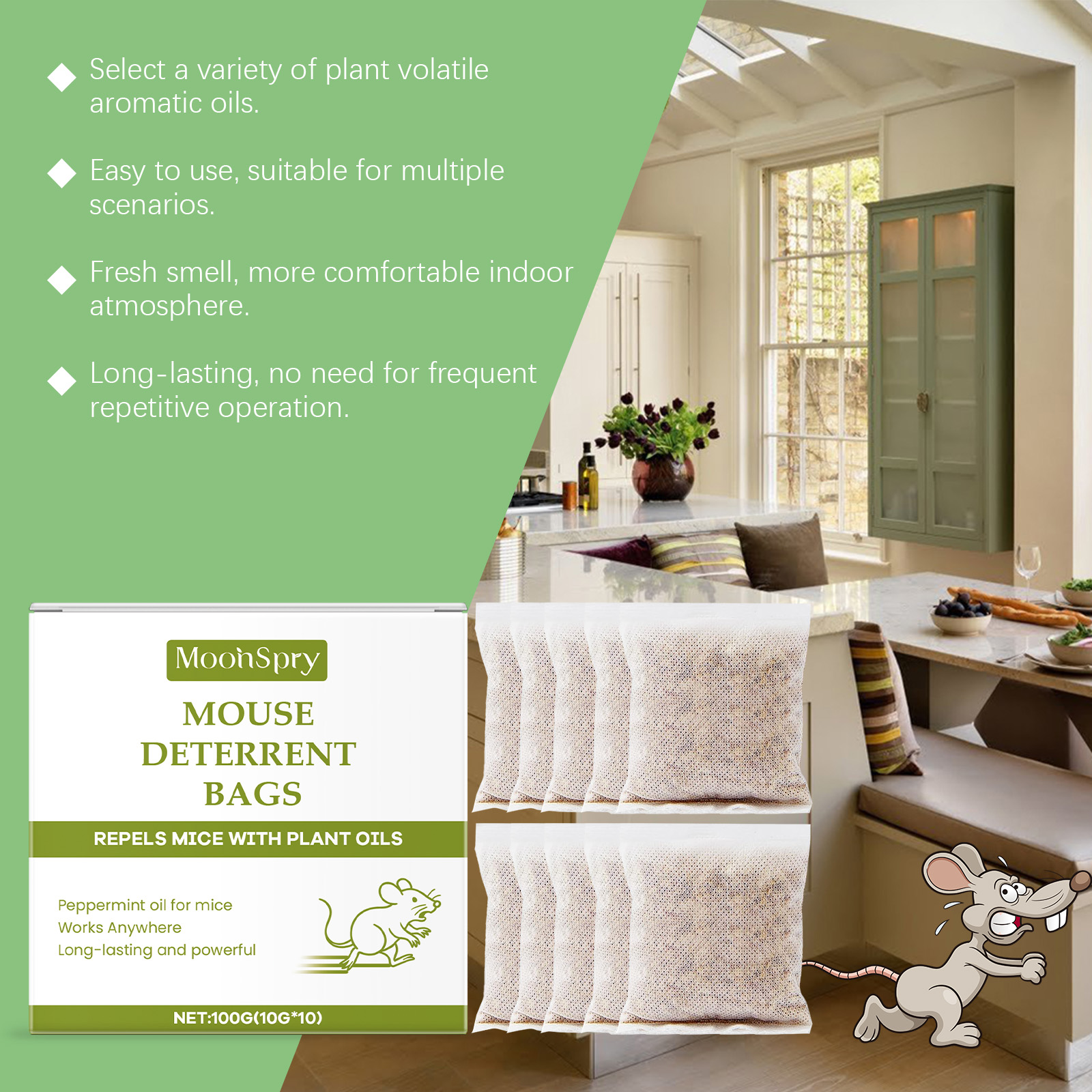 Mouse Repellent Pouch Peppermint Oil Household Rodent Repellent Plant Essential Oil Indoor Drive Rodent Animals