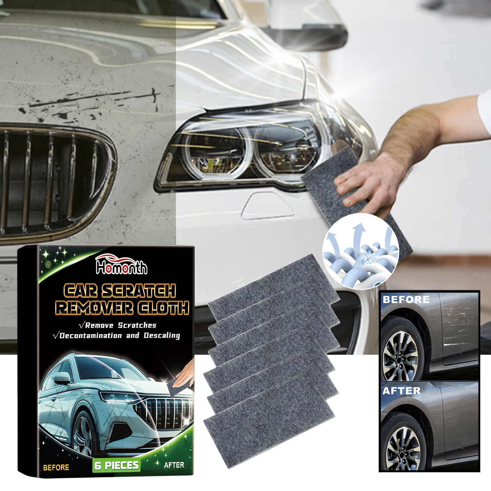 Car Nano Scratch Repair Cloth Auto Paint Polishing Scratch Remover For Body Maintenance And Renovation Care