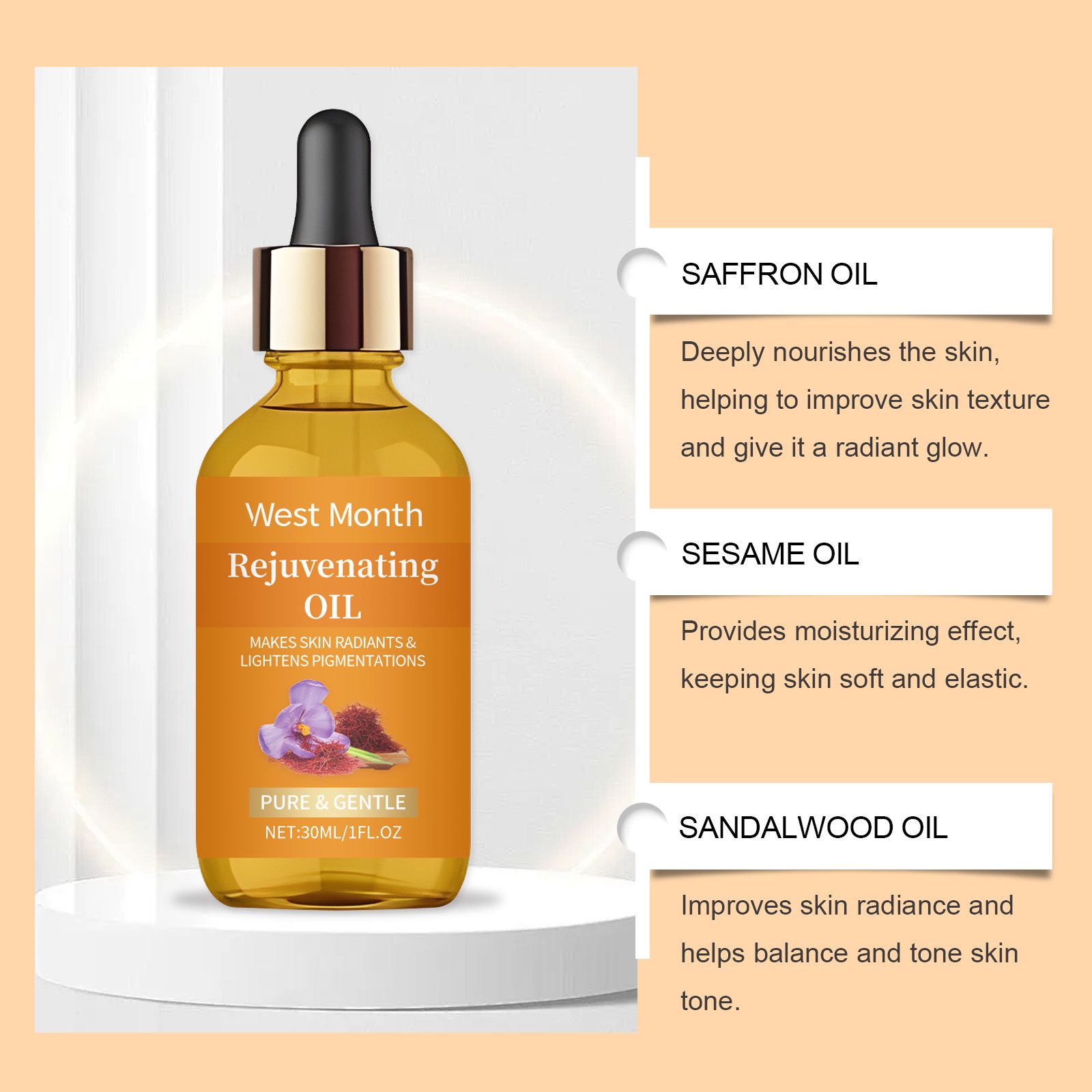 Saffron Facial Oil Nourishing Moisturizing For Radiant Skin Daily Face Care