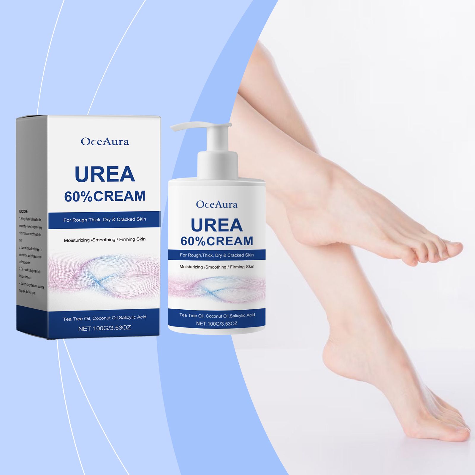 Urea Foot Cream With Coconut Oil And Salicylic Acid For Dry Skin And Daily Foot Care