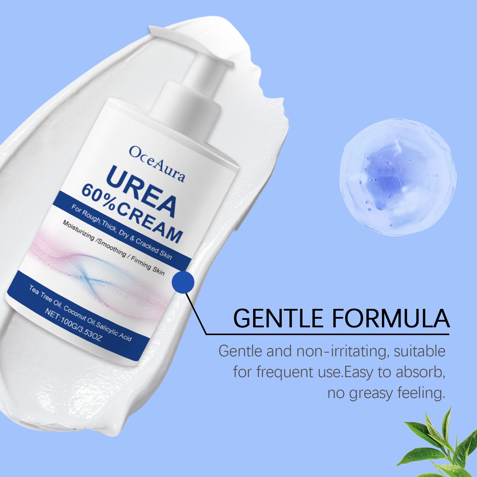 Urea Foot Cream With Coconut Oil And Salicylic Acid For Dry Skin And Daily Foot Care