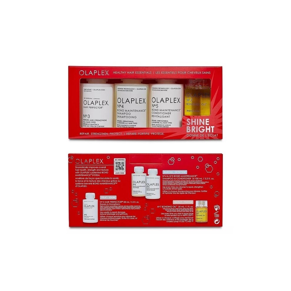 Olaplex Shine Bright Healthy Hair Essentials | Shampoo, Conditioner & Perfector Oil Gift