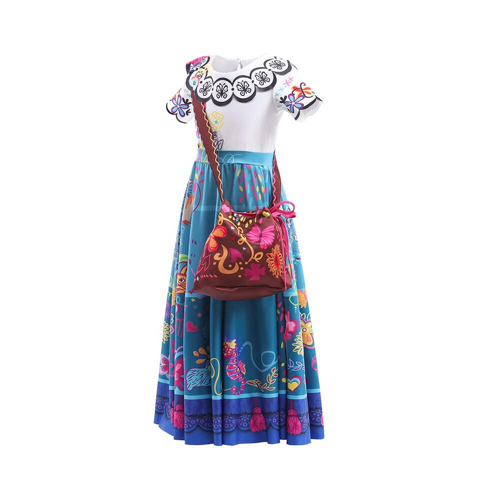 (7-8 Years) AmzBarley Mirabel Madrigal Dress | Childrens Encanto Costume Girls Skirt