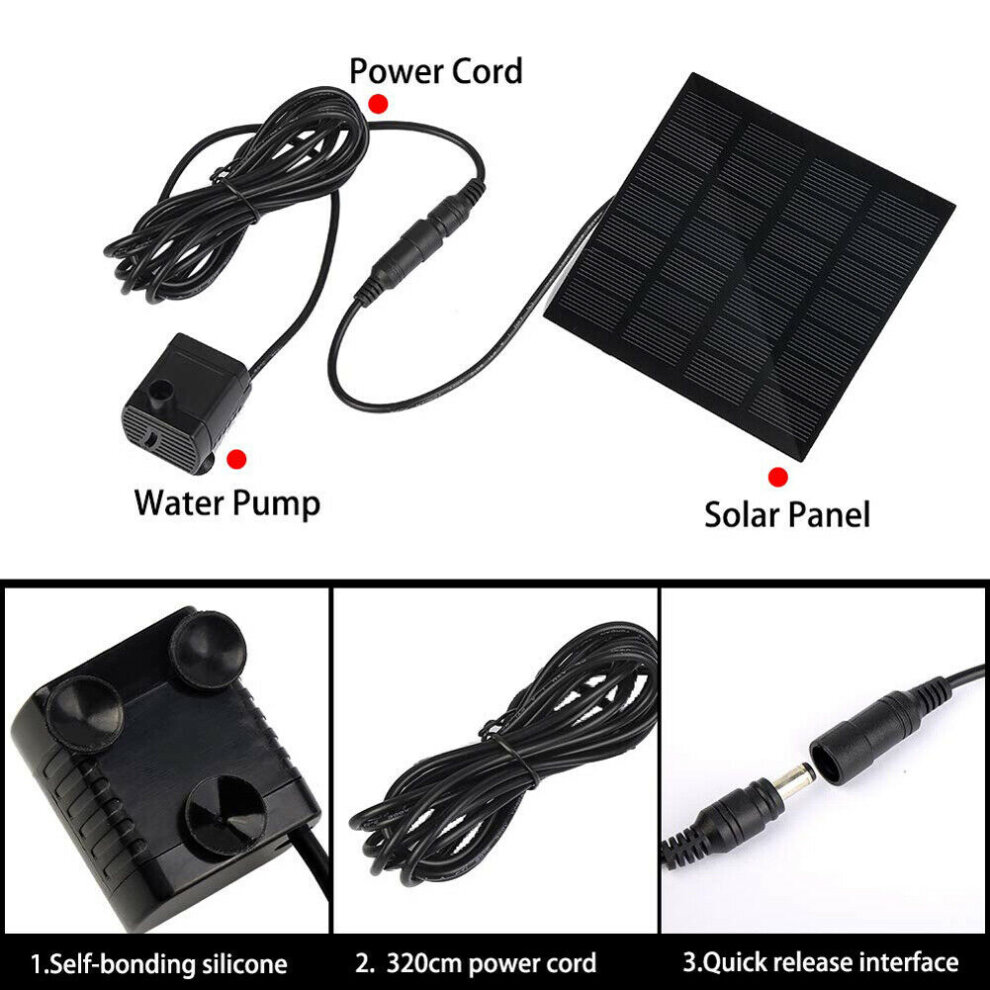 Solar Panel Powered Water Feature Plants Pump Garden Pool Pond Aquarium Fountain