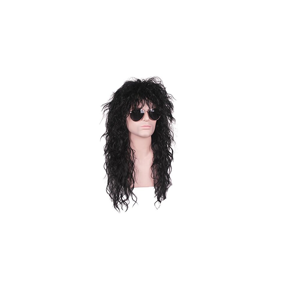 ColorGround Long Curly 80s Men Fashion Smart Rocker Style Wig