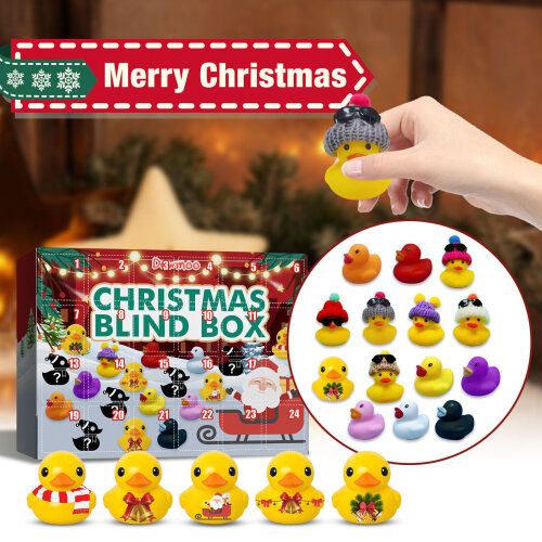 Christmas Advent Calendar 2022 with 24 Grids Blind Box Toy 24 Days Christmas Countdown Calendar for Boy Girls Kids Toddlers Christmas Rubber Ducks Bath Toy Kids Party Favors Creative Surprise Gift