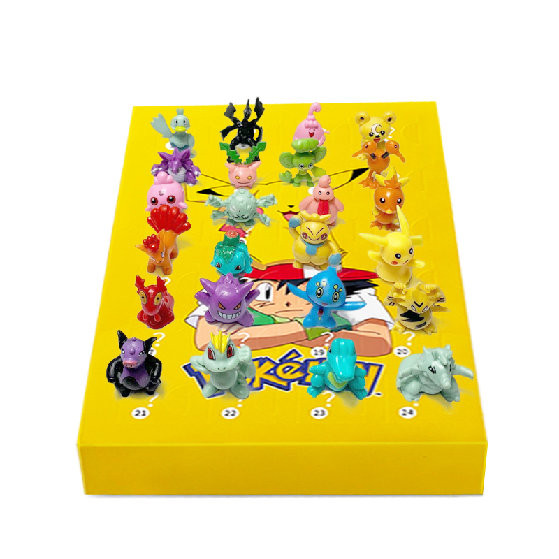 Christmas Advent Calendar Blind Box 24 PCS Pokemon Pikachu Elf Anime Figures Children Cartoon Toys Party Favor Countdown Calendar Toy for Girls Boys Xmas Gifts