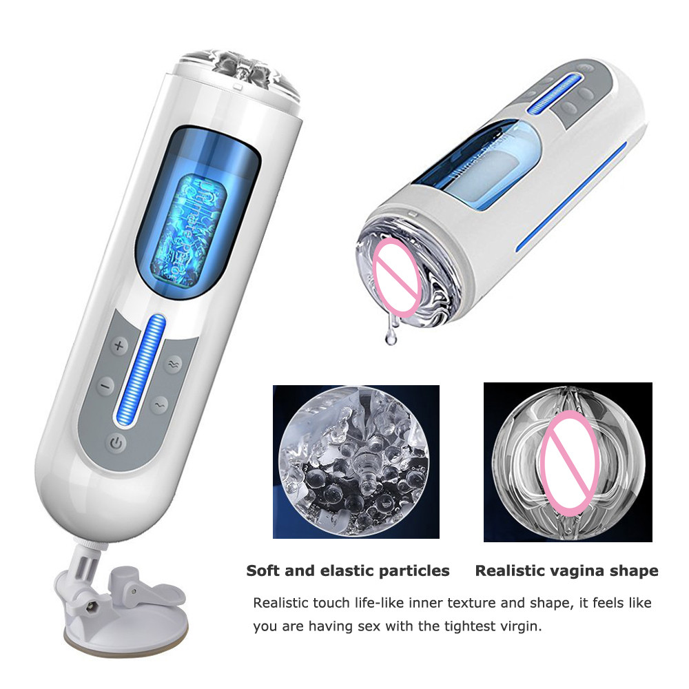 Automatic Sex Toys Men Vibrators Stimulator HandsFree Vagina Pussy Male Masturbators Stroker Male Sex Cup Thrusting G-Spot Machine with 4D Internal Structure 5 Speeds 10 Frequencies and Suction Base