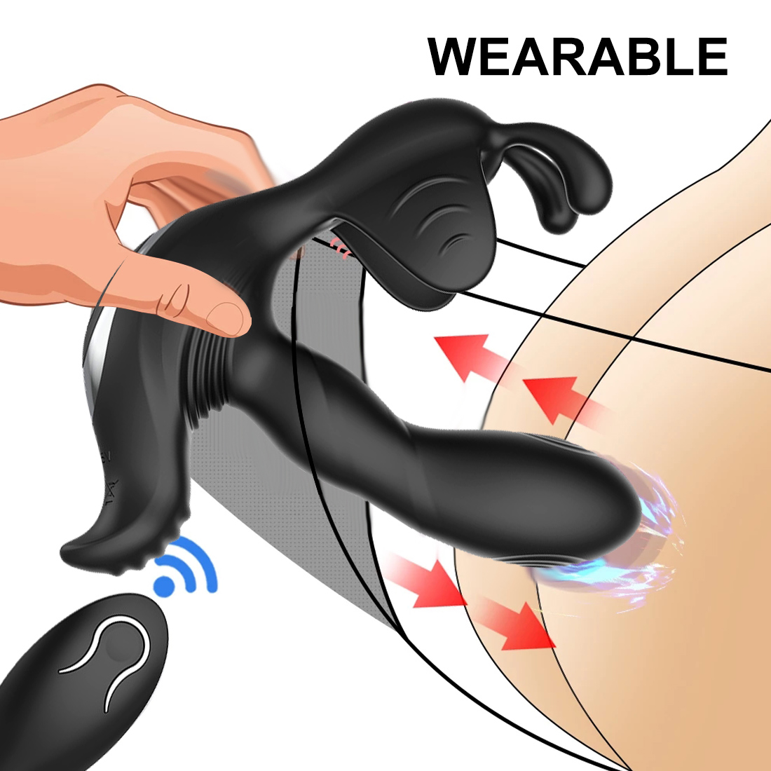 Prostate Vibrator Penis Dildo Male G-Spot Massage Device Massager Orgasm Masturbator Adult Sex Toys 7 Vibration Modes USB Rechargeable Remote Control