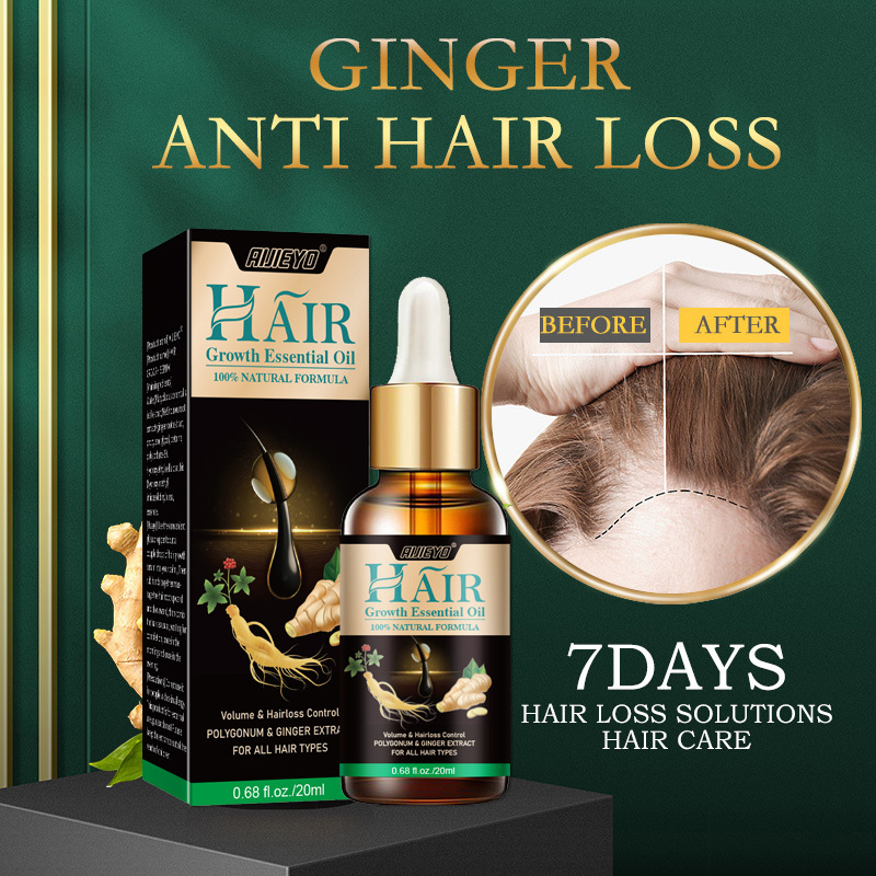Hair Growth Essential Oil Ginger Hair Lost Solution Serums Fast Scalp Hair Care Treatment For Men Women 20ml