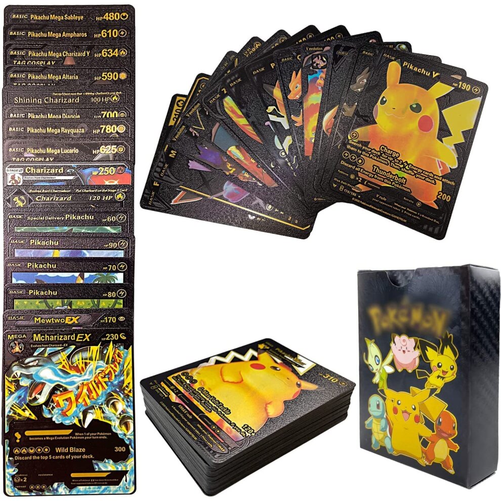 (Gold Card) Pokemon Cards TCG GX Bundle ULTR RARE Shiny Trading Cards Toys Collection Trading Card Playing Game Christmas Birthday Gifts for Kids 55PCS Set