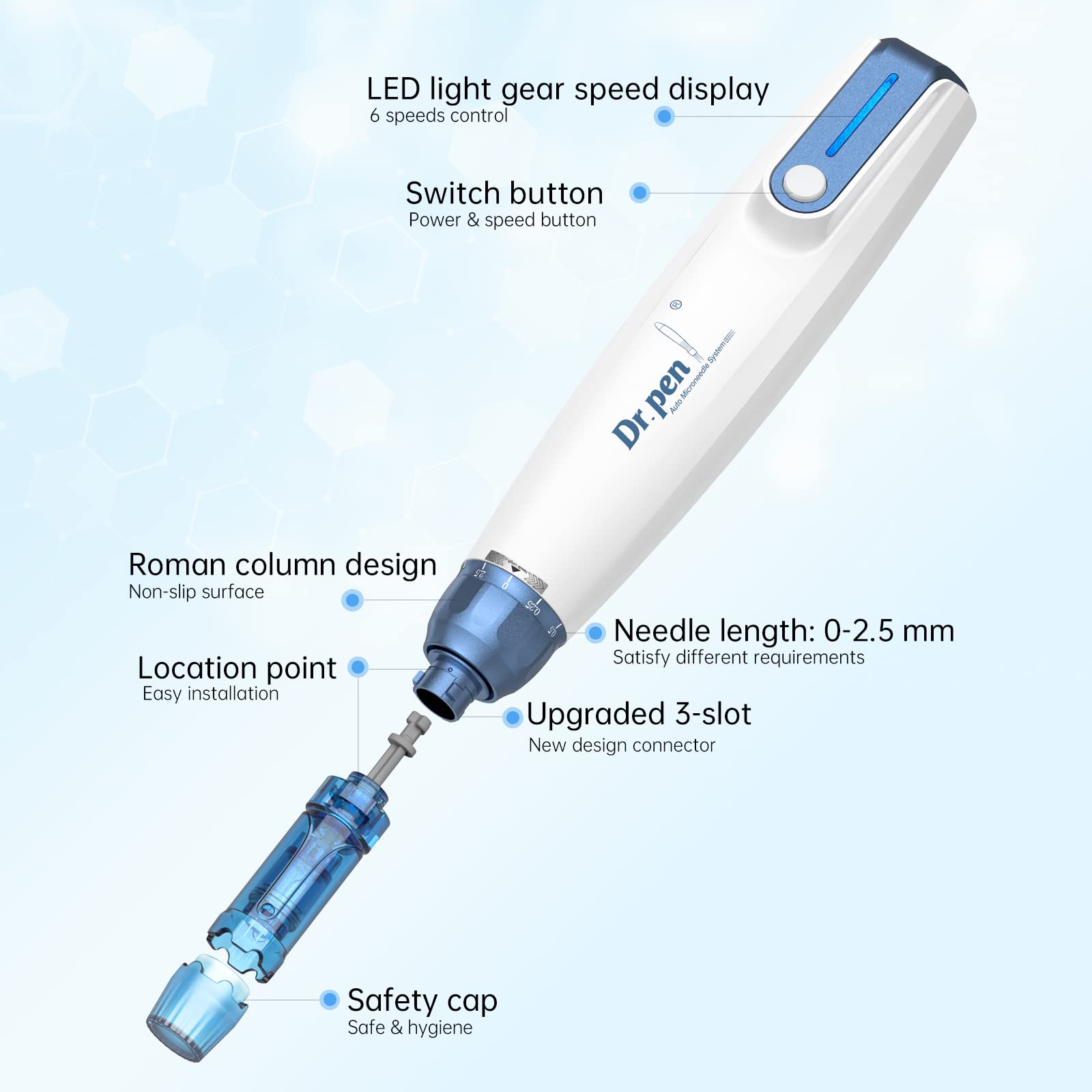 Dr.Pen A9 Microneedling Pen Kit Wireless Derma Needling Device with Ten 18-pin Cartridges