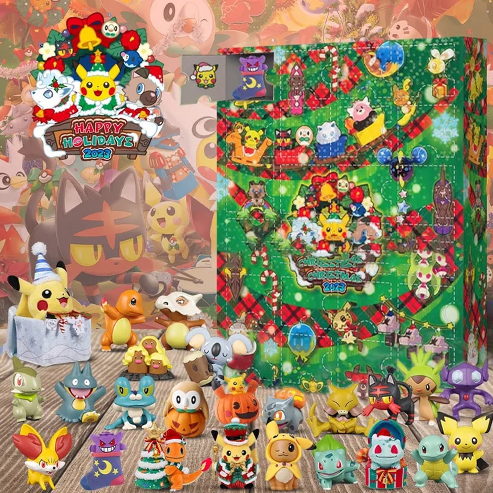 Christmas Advent Calendar Play Set 24pcs Pokémon Toys 24 Days Countdown Christmas Blind Box Gift for Kids Xmas Decorations