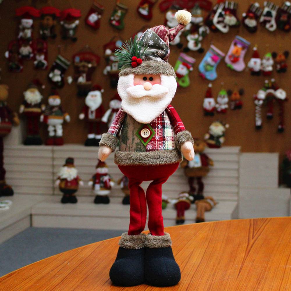 Standing Christmas Plush Dolls 55cm Large Xmas Decoration Santa Snowman Elk Dolls Free Standing Ornament Home Christmas Animals Gingham Christmas Hang Decorations UK