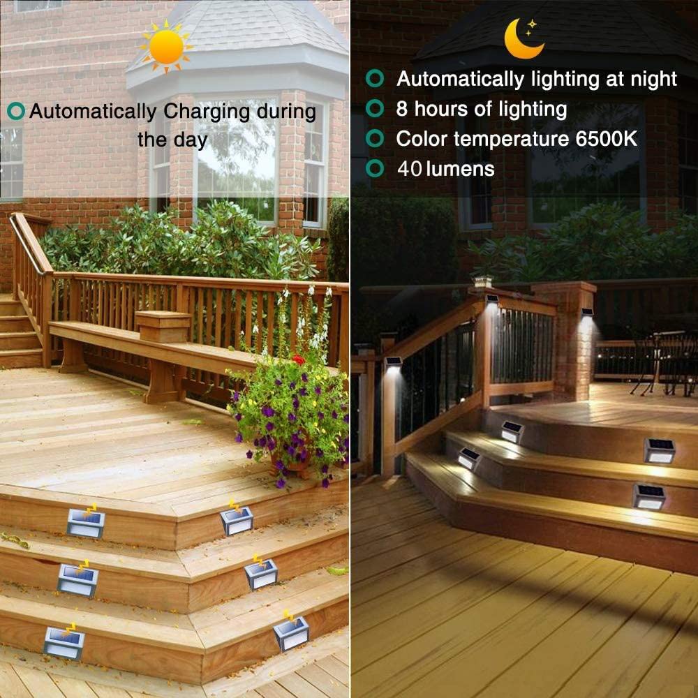 4pcs Solar Deck Lights Outdoor Garden Stainless Steel Wireless Illuminate