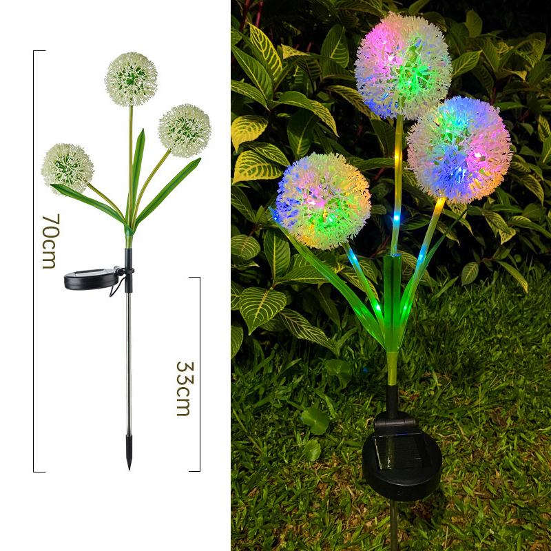 Colourful LED Garden Path Lights Solar Power Dandelion Lamp Stake Outdoor