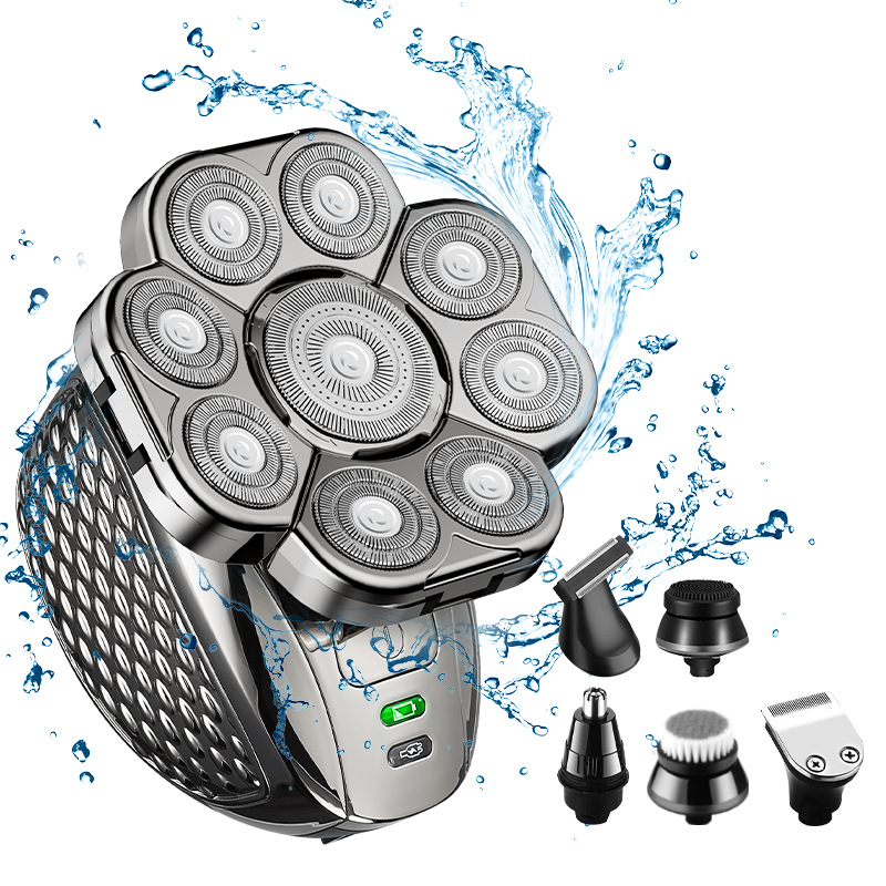 Head Shavers for Bald Men 6 in 1 Mens Bald Head Electric Shaver 9 Blades Floating Heads Beard Nose Ear Hair Trimmer Clipper Facial Brush Rechargeable Razor