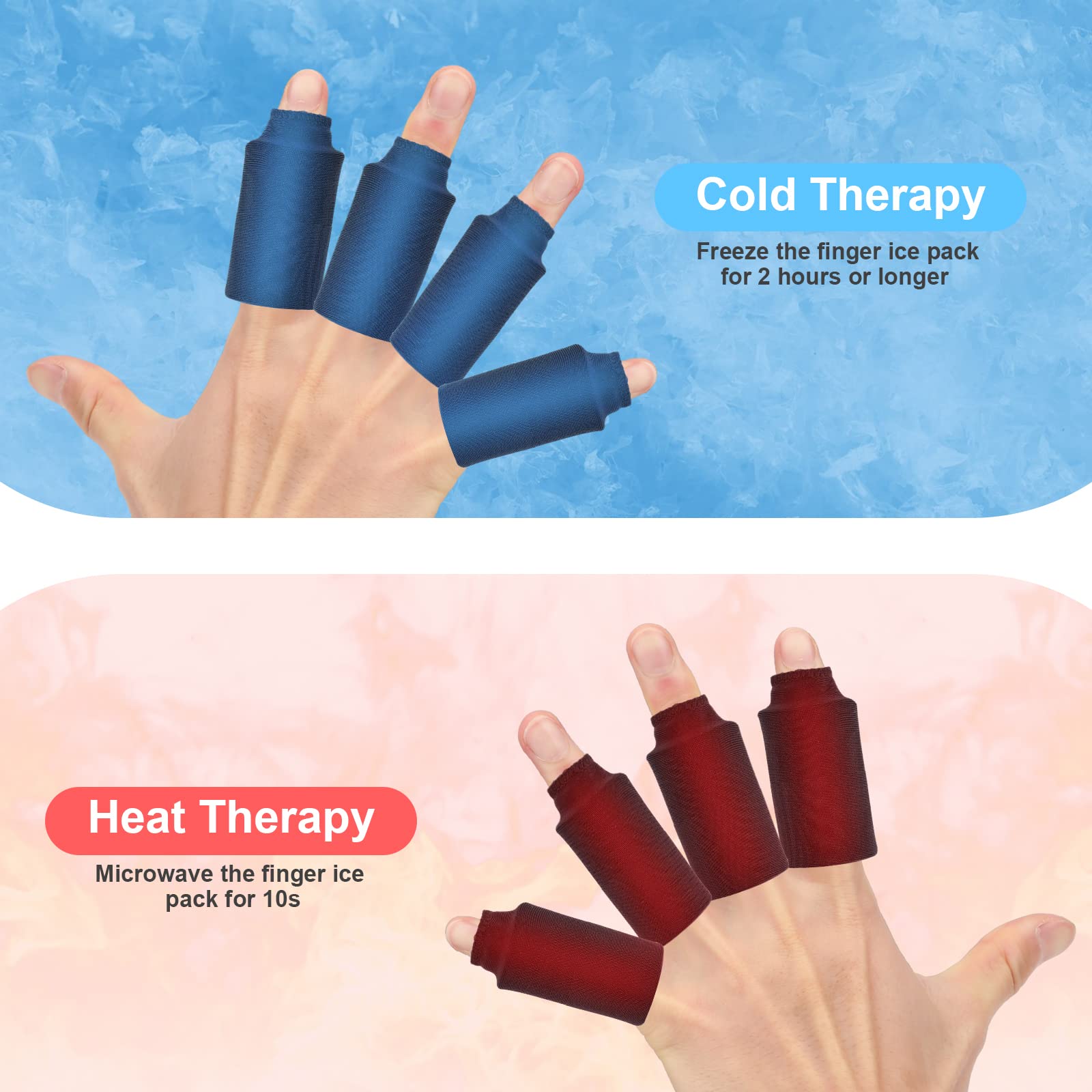 Finger Ice Sleeves Ice Packs for Fingers Thumbs and Toes Hot Cold Therapy for Arthritis Tendinitis Trigger Finger and Swollen Finger 4 PCS Pack
